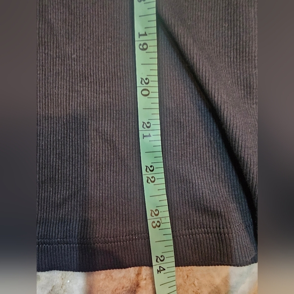 Lauren Ralph Lauren Black Ribbed Long Sleeve Lace V-Neck Top L Cotton Stretch - Picture 7 of 8